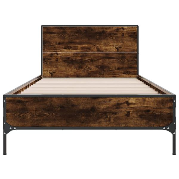 vidaXL Bettgestell R&auml;uchereiche 90x200 cm Holzwerkstoff und Metall