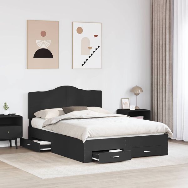 vidaXL Bettrahmen mit Kopfteil Schwarz 150 x 200 cm Holzwerkstoff