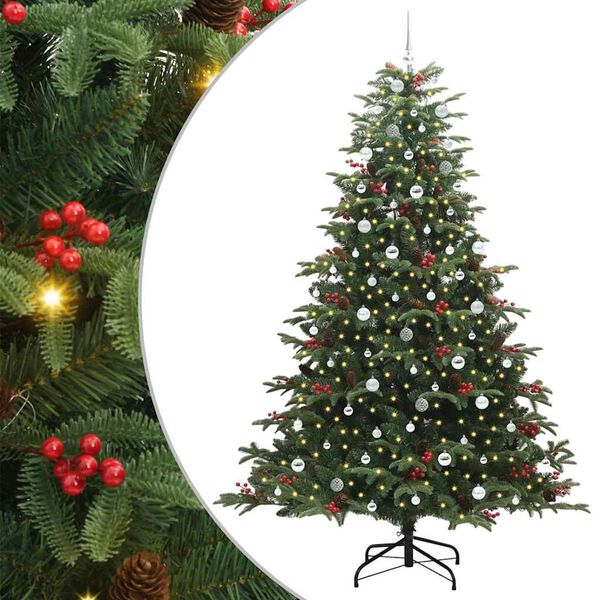 vidaXL K&uuml;nstlicher Weihnachtsbaum mit 300 LEDs mit St&auml;nder Gr&uuml;n 240 cm