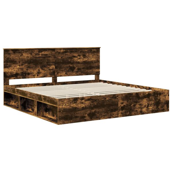 vidaXL Bettrahmen Ger&auml;ucherte Eiche 200 x 200 cm Massives Kiefernholz
