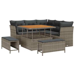 vidaXL Gartensofa-set 8 stk. 5-Sitzer Grau Poly-Rattan