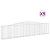 vidaXL Gabionen mit Hochbogen 9 Stk. 400x30x80/100cm Verzinktes Eisen
