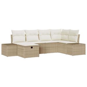 vidaXL Garten-Sofa-Set 6 pcs Beige 55 x 62 x 69 cm Poly Rattan