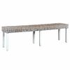 vidaXL Sitzbank 160 cm Wei&szlig; Natur Kubu-Rattan und Massivholz Mango