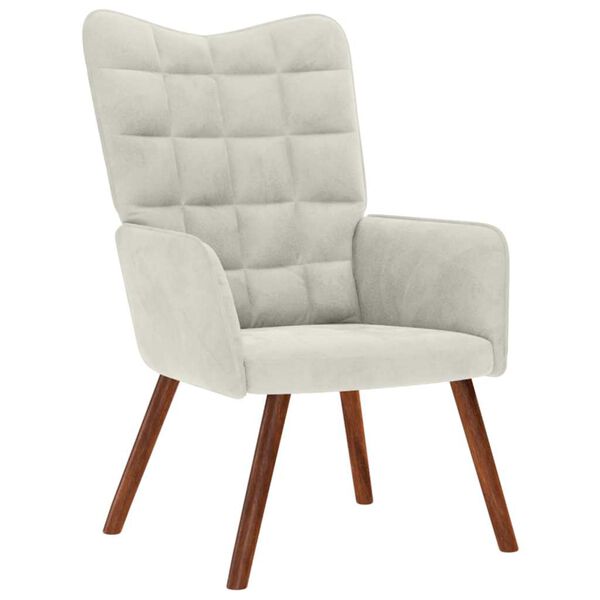 vidaXL Relaxsessel mit Hocker Creme Samt