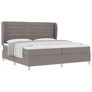 vidaXL Boxspringbett mit Matratze Dunkelgrau 90x190 cm Taupe Stoff