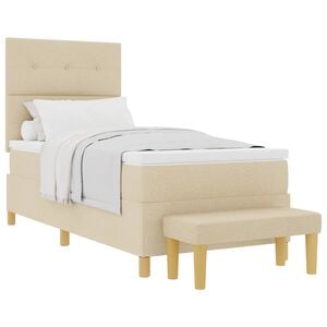 vidaXL Boxspringbett mit Kopfteil Creme 200 x 100 cm Stoff