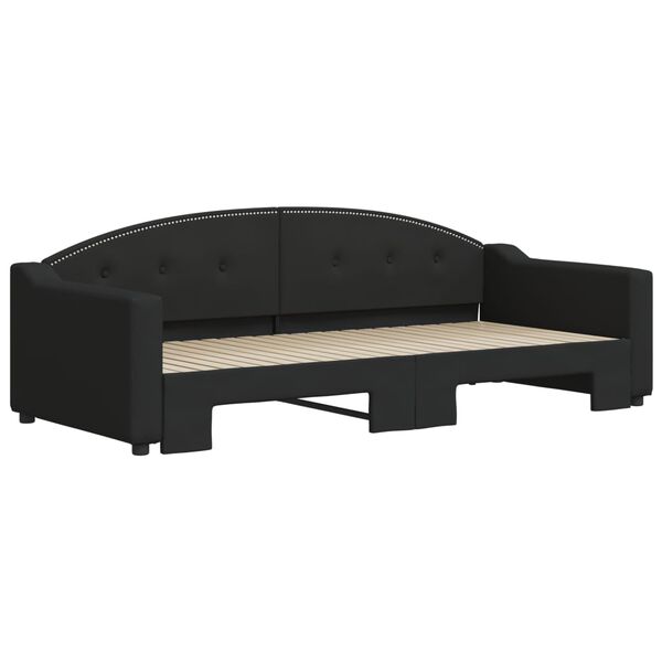 vidaXL Tagesbett Ausziehbar Schwarz 90x200 cm Stoff