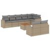 vidaXL 9-tlg. Garten-Sofagarnitur mit Kissen Beige Poly Rattan