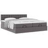 vidaXL Ottoman-Bett mit Matratzen Grau 200x200 cm Kunstleder