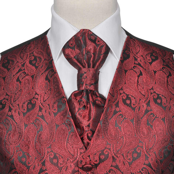 Hochzeitswesten-Set Herren Paisley Gr&ouml;&szlig;e 54 Burgunderrot