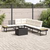 vidaXL 2-tlg. Garten-Sofagarnitur mit Kissen Schwarz Poly Rattan Glas