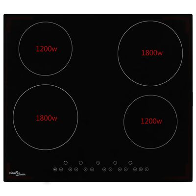 vidaXL Glaskeramik-Kochfeld mit 4 Platten Touch Control 6000 W