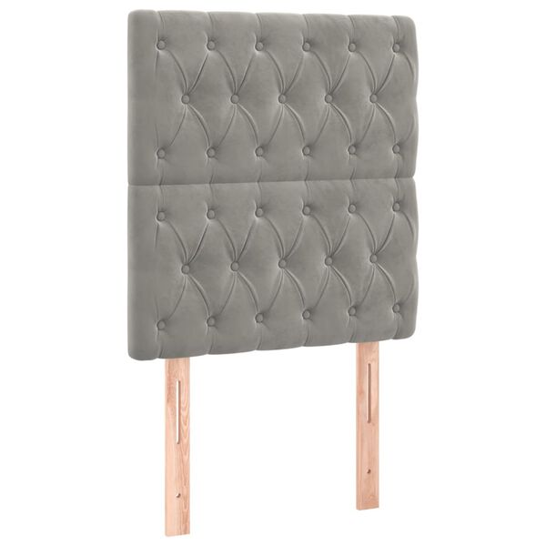 vidaXL LED Kopfteil Hellgrau 80x7x118/128 cm Samt