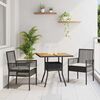 vidaXL Garten Essgruppe 3 pcs Schwarz Poly-Rattan