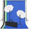 vidaXL Fotostudio-Set: 5 Bunte Hintergr&uuml;nde & 2 Schirme