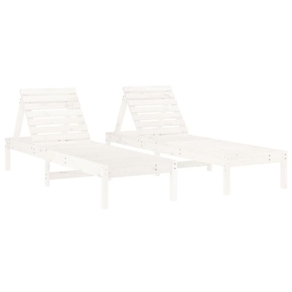 vidaXL Sonnenliegen 2 Stk. mit Tisch Wei&szlig; Massivholz Kiefer