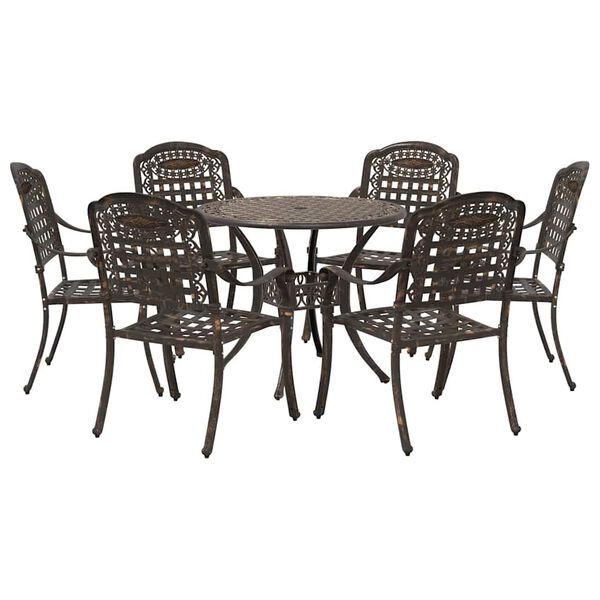 vidaXL Garten Essgruppe 7 pcs Bronze Aluminium