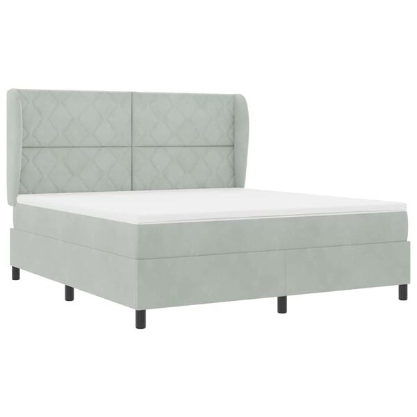 vidaXL Boxspringbett mit Matratze Hellgrau 200 x 180 cm Polyester
