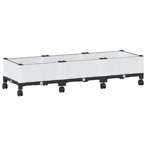 vidaXL Gartenpflanzer mit R&auml;dern Wei&szlig; 120 x 40 x 33 cm PP