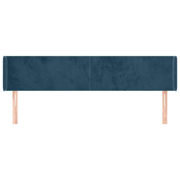 vidaXL Kopfteil mit Ohren Dunkelblau 183x16x78/88 cm Samt