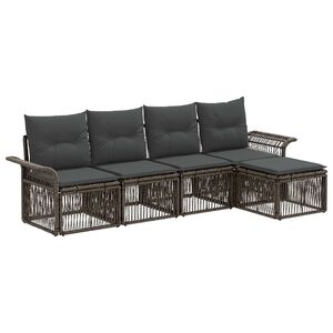 vidaXL Gartensofa-set 5 Stk. Grau Poly-Rattan