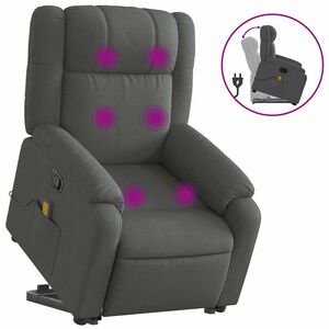 vidaXL Massagesessel mit Aufstehhilfe Dunkelgrau Stoff
