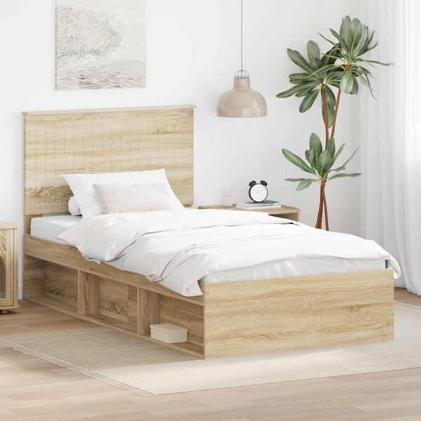 vidaXL Bettrahmen Sonoma 100 x 200 cm Massives Kiefernholz