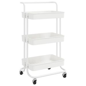 vidaXL K&uuml;chenwagen 3 Etagen Wei&szlig; 42x35x85 cm Eisen und ABS