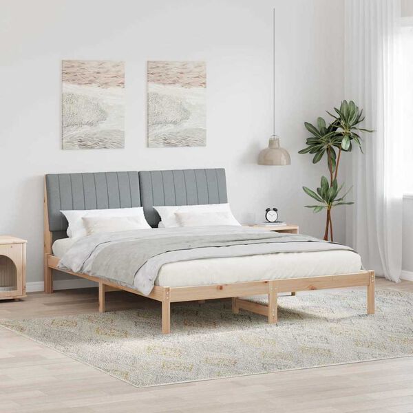 vidaXL Bettrahmen mit Kopfteil Braun 160 x 200 cm Massives Kiefernholz
