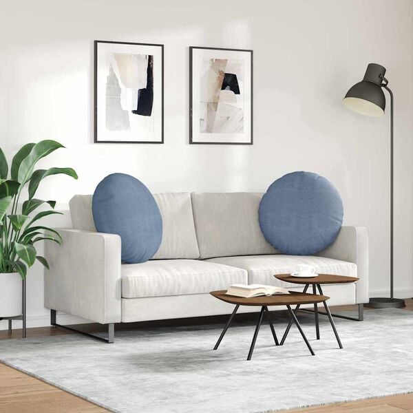 vidaXL Sitzkissen 2 pcs Blau &Oslash; 80 cm Cordstoff