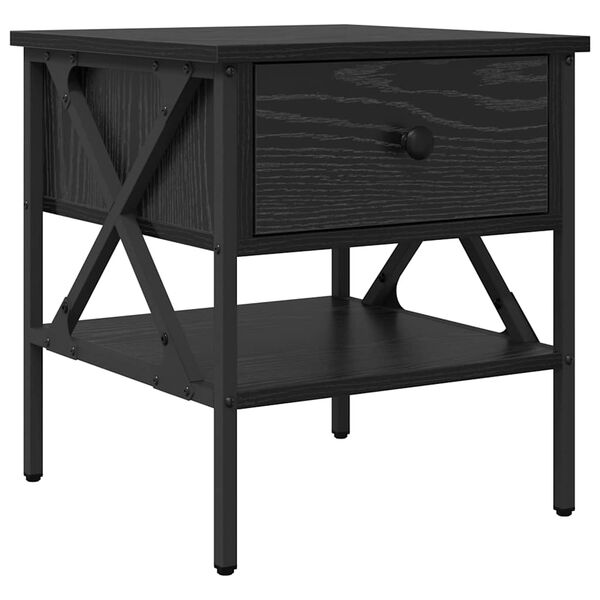 vidaXL Nachttisch mit Schubladen Schwarz Eichen-Optik 40 x 42 x 45 cm