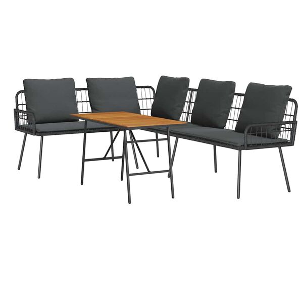 vidaXL Gartensofa-set 2 pcs Schwarz Poly-Rattan