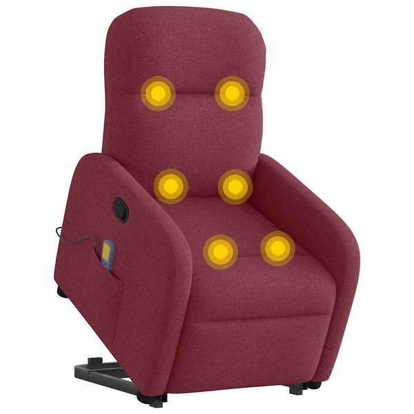vidaXL Massagesessel mit Aufstehhilfe Weinrot Stoff