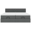 vidaXL Ottoman-Bett mit Matratzen & LEDs Dunkelgrau 200x200 cm Stoff