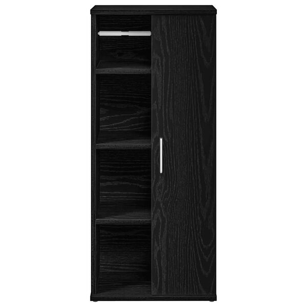 vidaXL Badezimmerschrank mit Rollenhalter Schwarz 39x22x90 cm