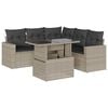 vidaXL 6-tlg. Garten-Sofagarnitur mit Kissen Hellgrau Poly Rattan