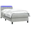 vidaXL Boxspringbett mit Matratze & LED Hellgrau 90x210 cm Samt