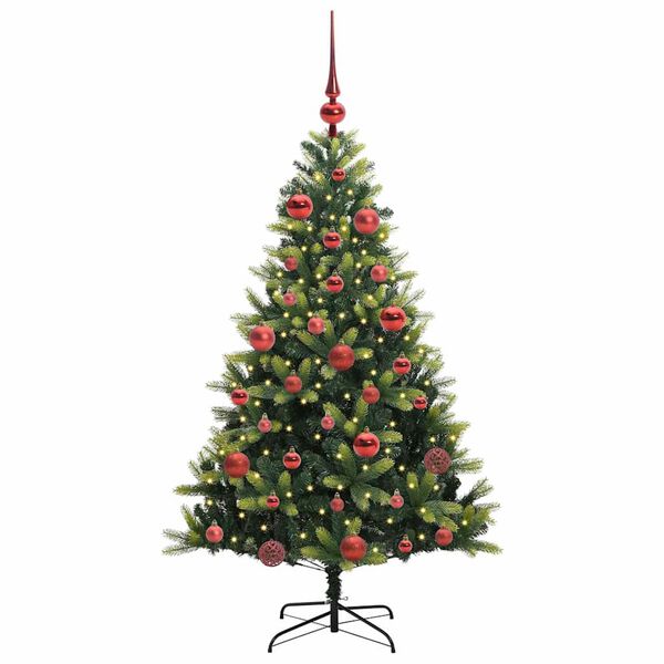 vidaXL K&uuml;nstlicher geflammter Weihnachtsbaum 150 LEDs Gr&uuml;n 150 cm