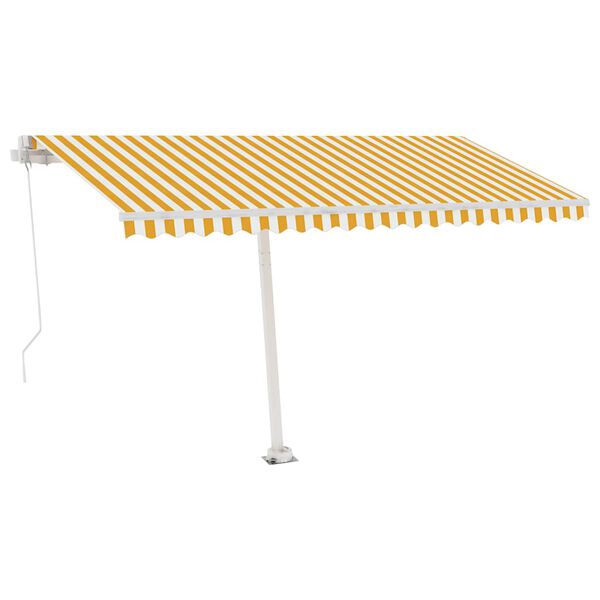 vidaXL Markise Manuell Einziehbar mit LED 400x300 cm Gelb Wei&szlig;