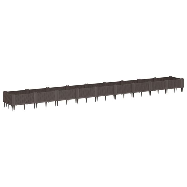vidaXL Pflanzkasten mit Erdspie&szlig;en Braun 362,5x42,5x28,5 cm PP