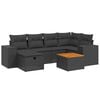 vidaXL 7-tlg. Garten-Sofagarnitur mit Kissen Schwarz Poly Rattan