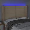 vidaXL LED Kopfteil Creme 147x16x118/128 cm Stoff