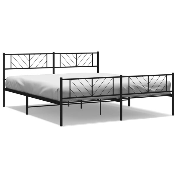 vidaXL Bettgestell mit Kopf- und Fu&szlig;teil Metall Schwarz 200x200 cm