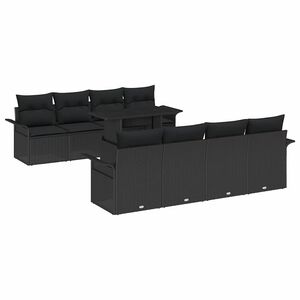 vidaXL Gartensofa-set mit Kissen 9 pcs Schwarz Poly Rattan
