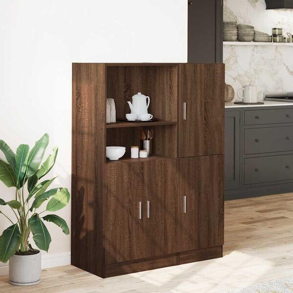 vidaXL 2-tlg. K&uuml;chenschrank-Set Braun Eichen-Optik Holzwerkstoff