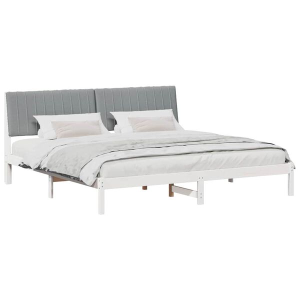 vidaXL Bettrahmen mit Kopfteil Wei&szlig; 200 x 200 cm Massives Kiefernholz