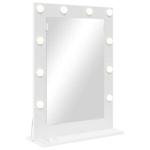 vidaXL Waschtischspiegel Wei&szlig; 70 x 50 x 18 cm Glas und furniertes Holz