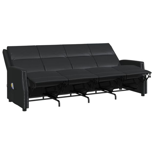 vidaXL 4-Sitzer Massagesessel Schwarz Kunstleder