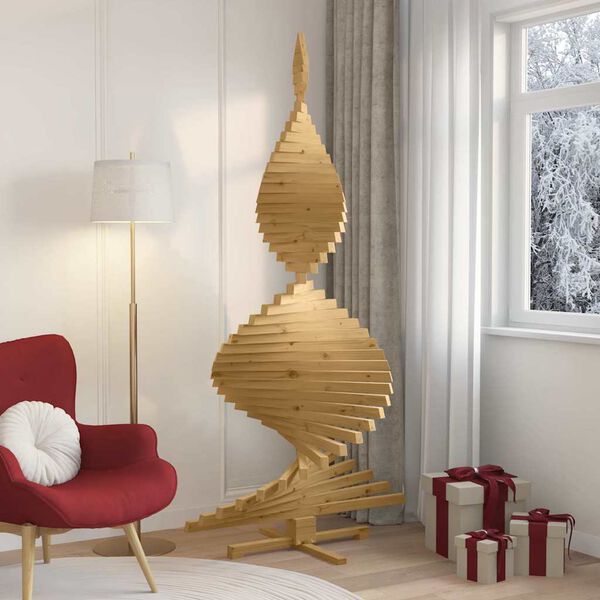 vidaXL Weihnachtsb&auml;ume mit St&auml;nder Braun 210 cm Massivholz Kiefer